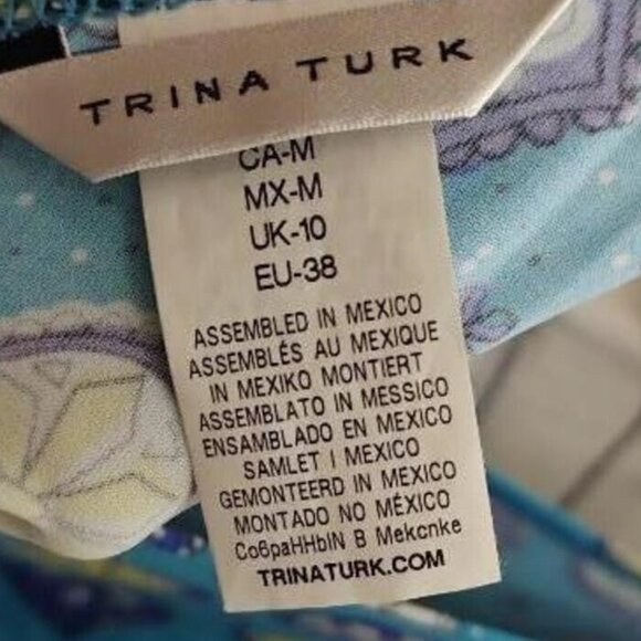 🩱🩱Trina Turk Corsica Turquoise Jersey Swimsuit Cover Up Tunic Caftan Dress M - Picture 4 of 6